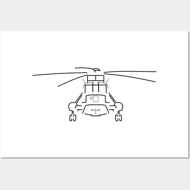 Westland Sea King classic helicopter black outline graphic Wall Art by soitwouldseem